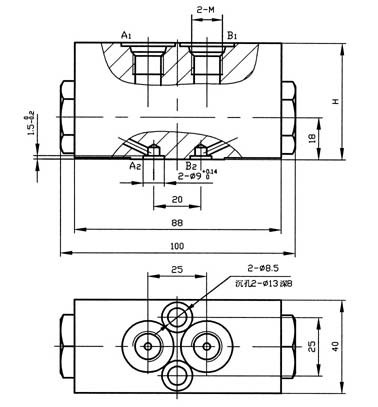 YSS-6型双向液压锁尺寸图